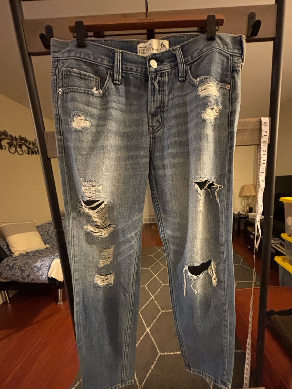 Abercrombie & Fitch Distressed Light Blue Boyfriend Jeans
